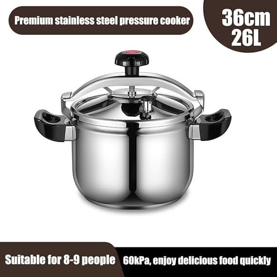26L Commercial Explosion-Proof Pressure Cooker Large Capacity 304 Stainless Steel High Pressure Cooking Pot for Restaurant Household Kitchen