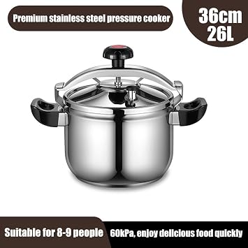 26L Commercial Explosion-Proof Pressure Cooker Large Capacity 304 Stainless Steel High Pressure Cooking Pot for Restaurant Household Kitchen