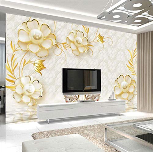 Papier peint 8d pour agrandir un salon avec fleur style européen - 2