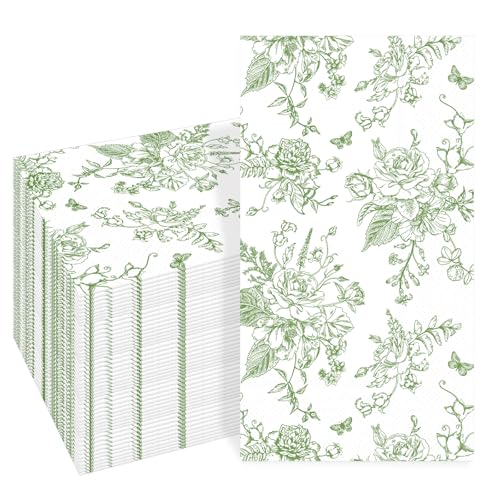 Toallas de papel de 3 capas y servilletas verdes decorativas para bodas y fiestas