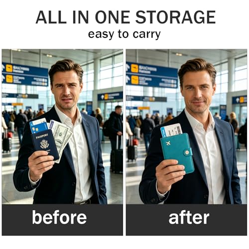 Image of Zoppen Rfid Blocking Travel Passport Holder Cover Slim Id Card Case (#25 Teal Green) | Passport Cover with Multiple Card Slots, Water-Resistant & Easy-Carry, Must-Have Travel Accessory for Men & Women.