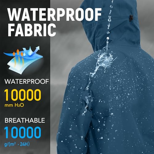 FARVALUE Women's Rain Jacket Waterproof Lightweight Packable Raincoat with Hood Outdoor Active Windbreaker2