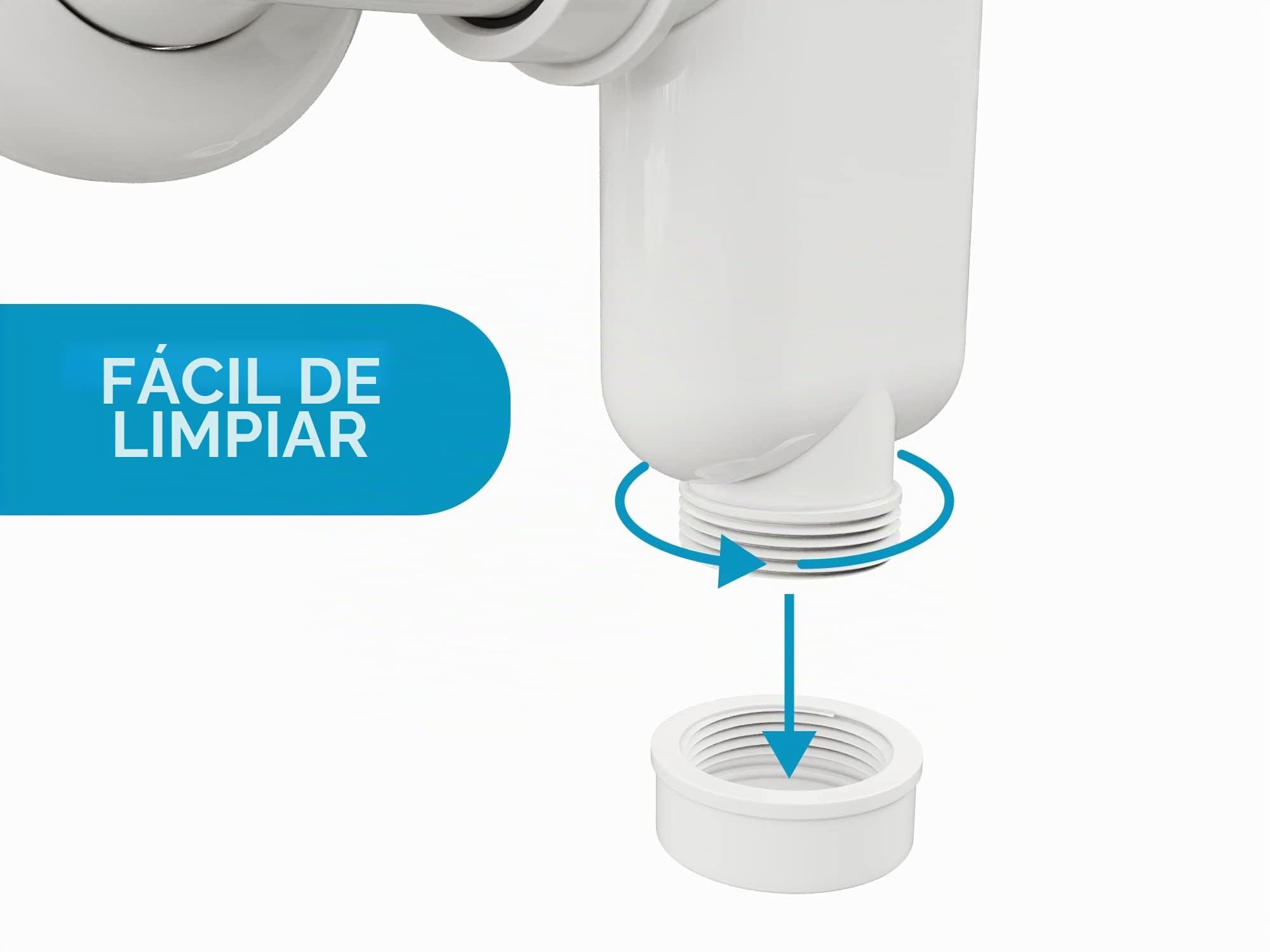 Aqua Bagno Sifón de ahorro de espacio para lavabo, sifón para muebles, ahorro de espacio, sifón plano, baño, flexible, ajustable, G 1 1/4 pulgadas, DN32, doble lavabo