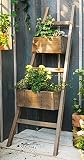 Pflanzleiter Rustikal aus recyceltem Holz, 110 cm hoch, mit 2 Pflanzkästen, Upcycling Pflanzer Gartendeko Hochbeet Blumenkasten