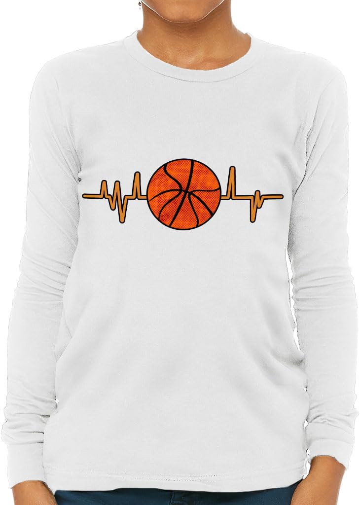 Basketball Heartbeat Kids' Long Sleeve T-Shirt - Basketball Fan Clothing - Basketball Player Apparel