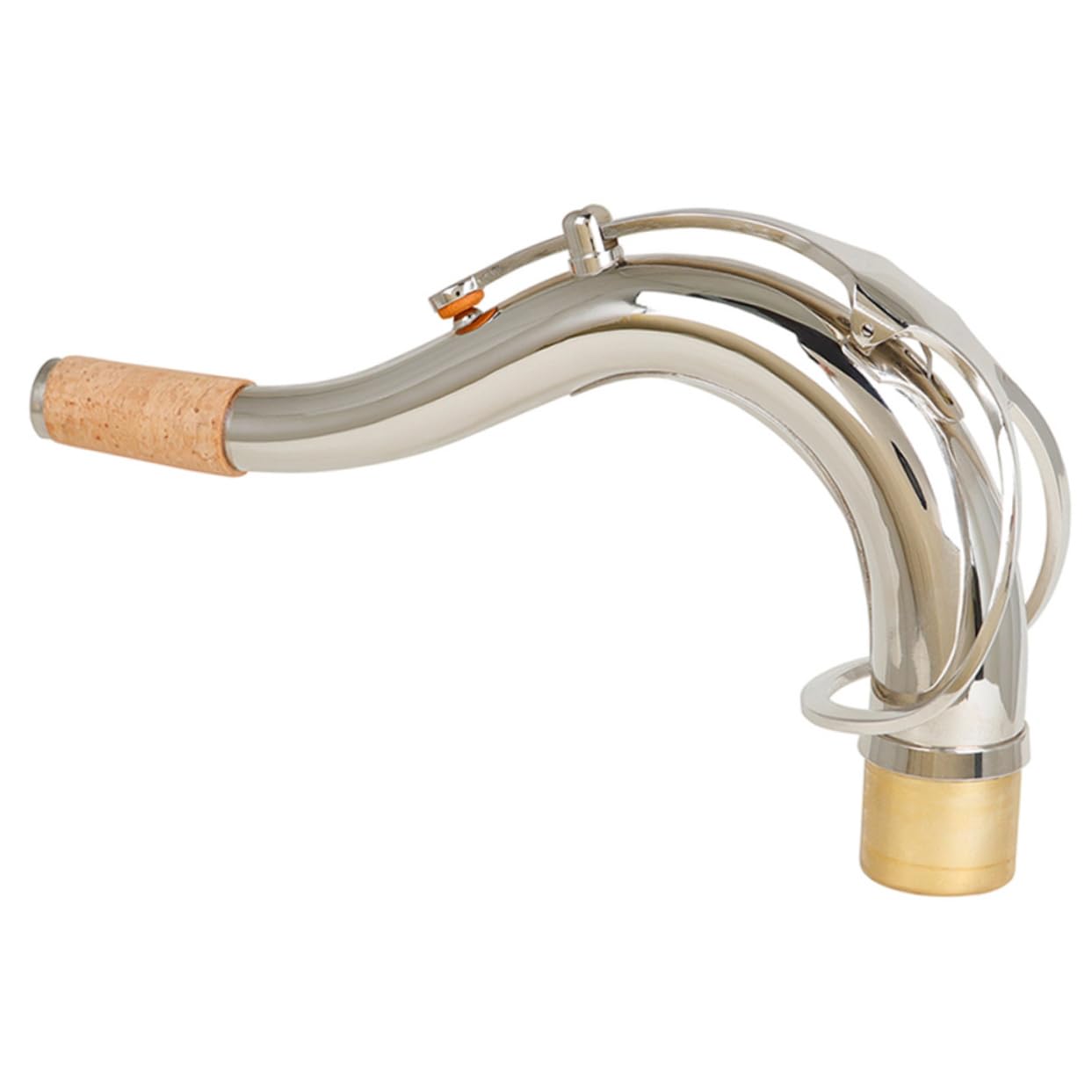 Collo Sassofono Tenore in Ottone Argentato 27,5mm, Struttura Curva, Sostituzione Facile e Produzione di Precisione per Accordatura in Si Bemolle