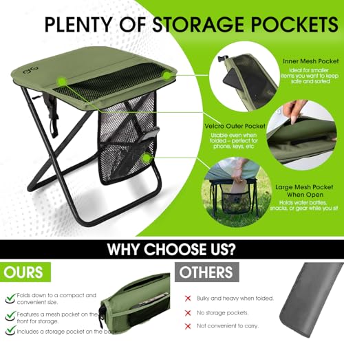 Image of CAMDOOR Portable Folding Stool 16 Inch Collapsible Stool for Adults 400 lbs