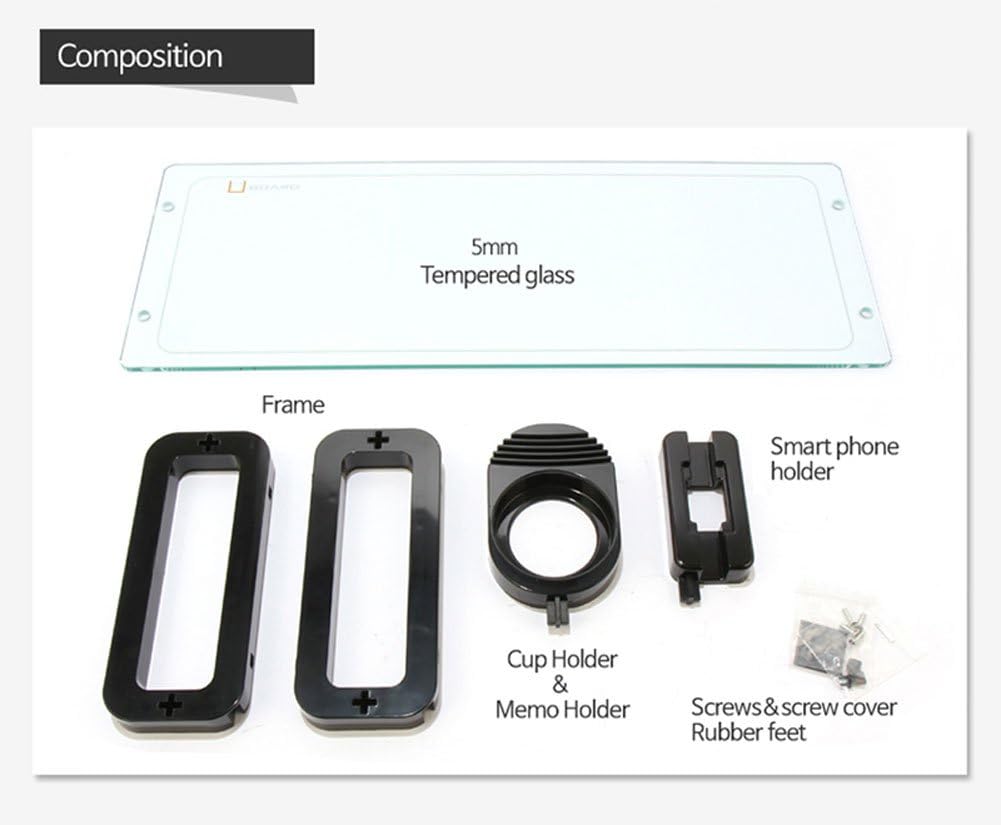 Get Discount Offer UBOARD Basic - Tempered Glass Monitor Stand Shelf Multiboard for Your PC, iMac and iPhone (Black)