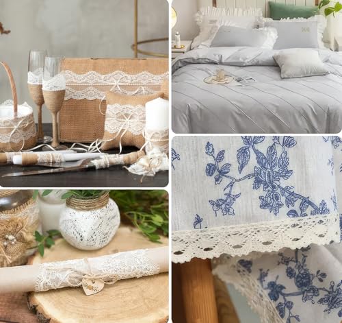 image for ilauke 82 Yards White Lace Ribbon 15 Rolls Vintage Lace Trims with Ass