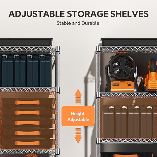 Image of M MZG 4 Tiers Storage Shelves Load 1400LBS, Metal Shelving Wire Metal Shelving Unit Shelves for Storage Adjustable Garage Shelving for Pantry Kitchen Garage Chrome 17.7 inch D x 47.3 inch W x 62.7 inch H