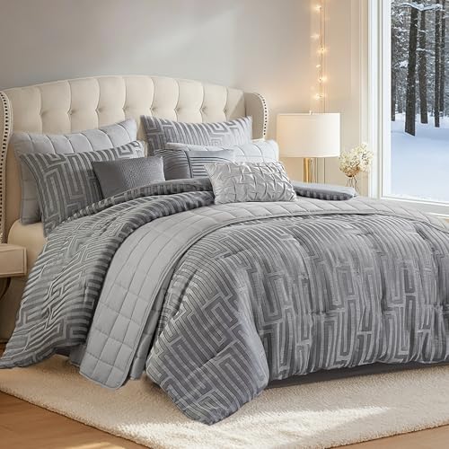 Madison Park King Comforter Set Jacquard Metallic Thread Comforters, All