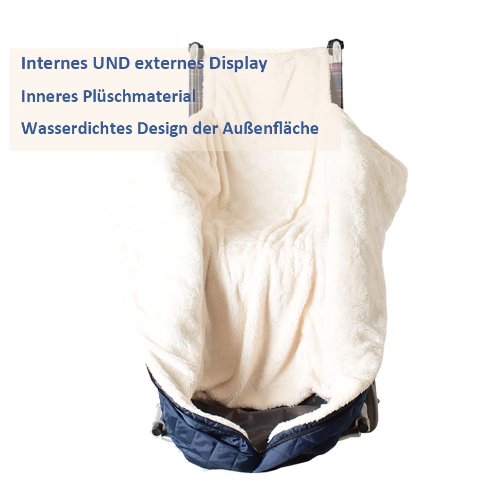 Rollstuhl Fußsack | Fusssack für Erwachsene Rollstuhl | Rollstuhlsack Winter Rollstuhl Schlupfsack Wintersack für Erwachsene | Rollstuhldecke Beindecke Kniedecke mit Reißverschluss Outdoor (blau)