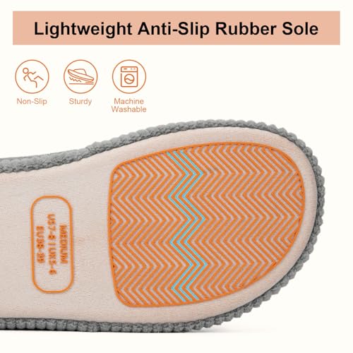 Image of LongBay Slippers for Women Memory Foam Open Toe Slide Indoor House Shoes Slip On Bedroom Comfy Gift