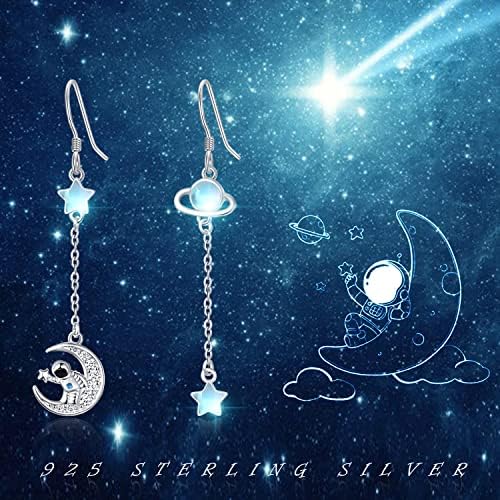 KINGWHYTE Moonstone Earring Star Earrings 925 Sterling Silver Sun and Moon Earrings Milky Way Astronaut Earrings Jewellery Gifts for Women Girl Friends
