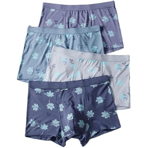 Men Modal Boxers Print Underwear Print Soft Male Underpants Middle Waist Comfortable Breathable Boxer Panties-4pcs Cover