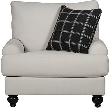 Catnapper Cora Chair in Plush Ecru Off White Fabric with Accent Pillow