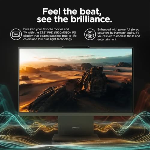 Image of Lenovo ThinkCentre AIO 24 inch FHD IPS All-in-One Computer, 13th Gen Intel Processor up to 4.4 GHz, 32GB DDR5 RAM, 1TB PCIe SSD, Wi-Fi 6, USB-C, HDMI in&Out, KB&Mouse, Windows 11 Pro