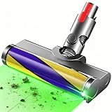 Amalfy- Updated Dust Detect Vacuum Attachments for Dyson V15 V11 V10 V8 V7 G5 Cleaner, Hardwood Floor Head Soft Roller Brush Replacement Accessories Part with Optical Green Light–Enhanced Power,Speed