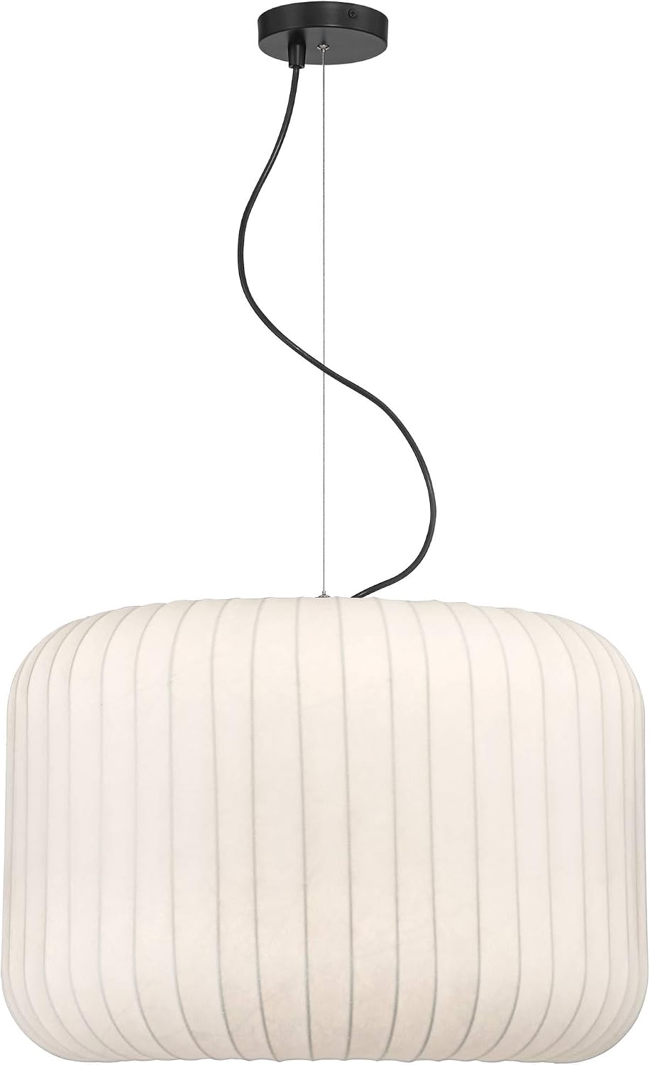 Possini Euro Design Jaime 23 3/4" Modern Pendant Chandelier Ceiling Light Fixture Dining Room Over Table Kitchen Island Foyer Drum Hanging Matte Black and White Metal Hallway Entryway Living Room