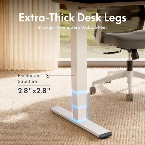 Image of FLEXISPOT E6 MAX 1 inch Thick Beveled-Edge Solid Wood Standing Desk, 63 inchx30 inch Dual Motor 3-Stage Heavy Duty Workstation, 330lbs Weight Capacity Height Adjustable Desk(Black Walnut Rubberwood + White Frame)