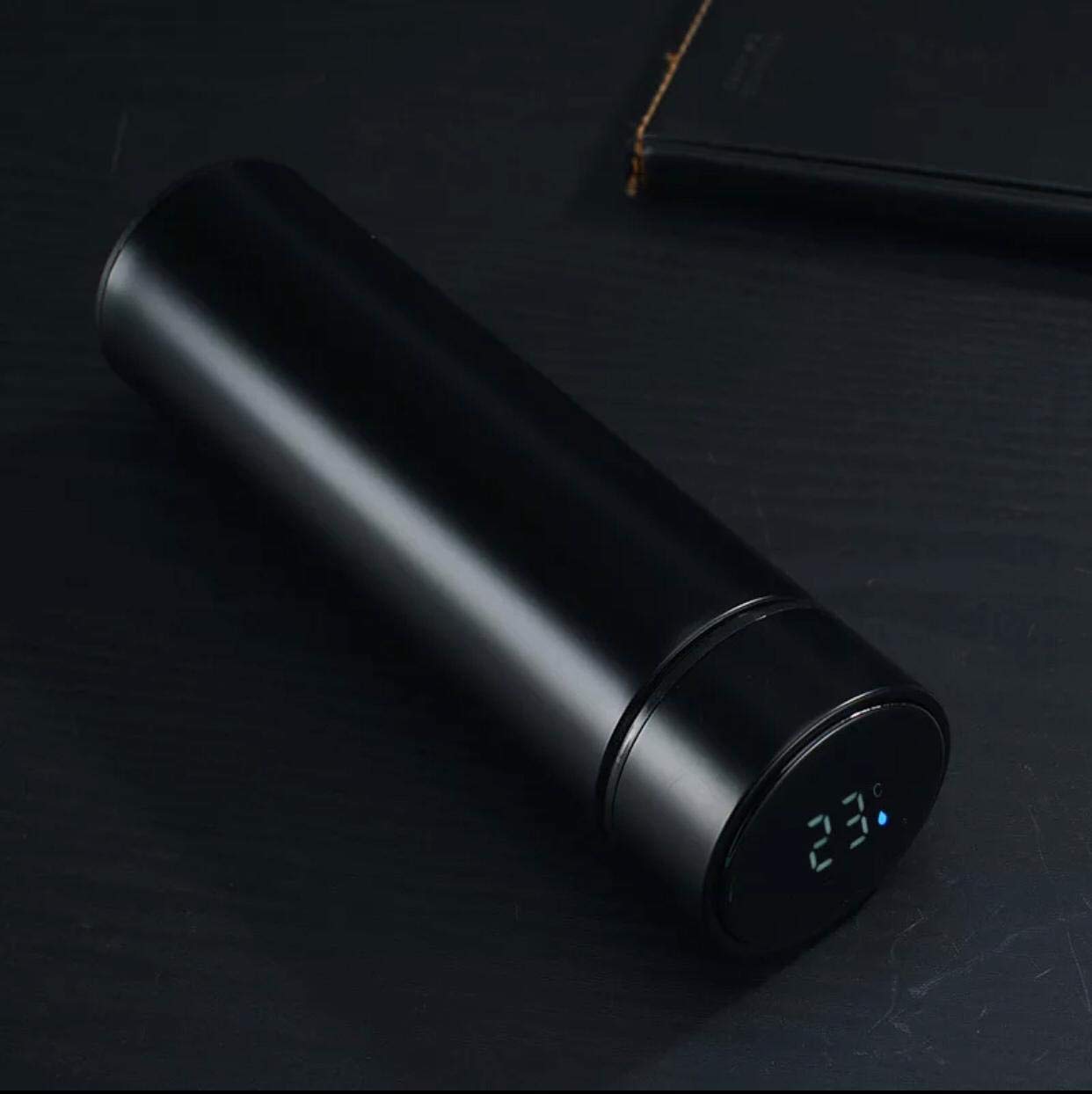 SHOP EASY Stainless Steel Smart LED Temperature Display Double Wall Vacuum Structure Hot & Cold Drinking Beverage Water Bottle For School, College, Office, 500 ml-Black