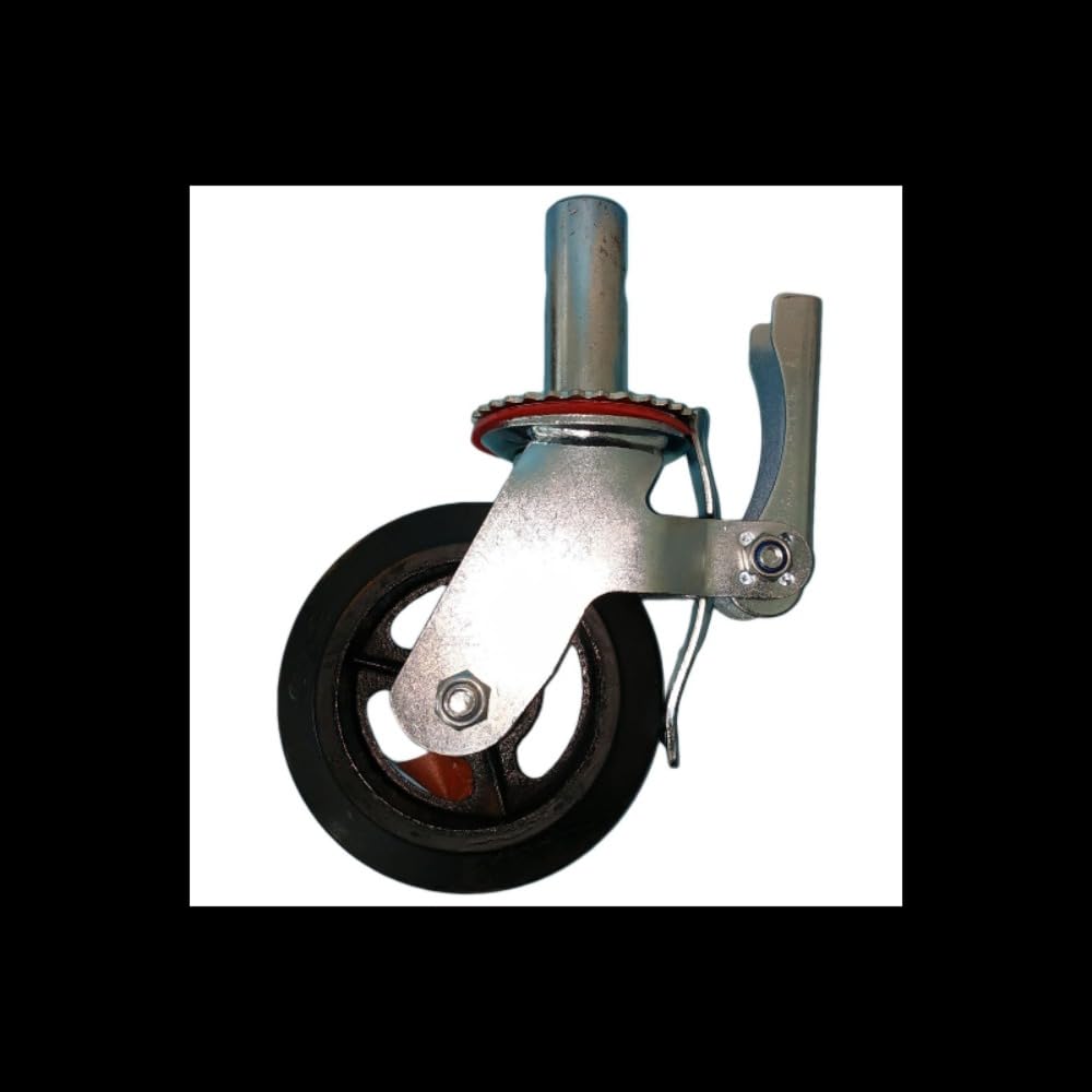 KNP Scaffolding Caster Wheel 8". Equipped with step scaffold wheel locking double brakes and grease able bearings.