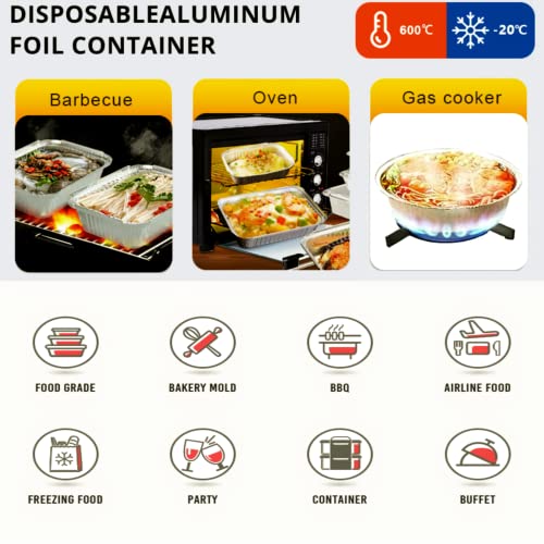 Luckmeta 8X4 Inch Aluminum Foil Pans With Clear Lids (60 Pack), Heavy Duty Rectangular Tin Foil Pans, Disposable Cookware, Takeout Trays, Food Containers For Restaurants & Catering, Recyclable #TOP3