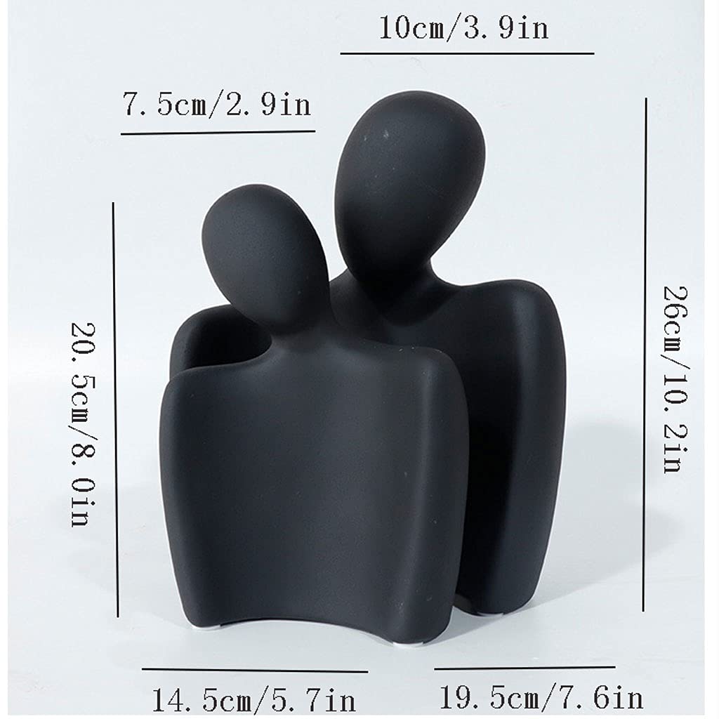Statuetka Figurka Rzeźba do Domu Ozdoba Biuro Regał Deco Sztuka Abstrakcyjna Obejmij Postać Ceramiczna Dekoracja Kreatywny Salon Szafka TV Pulpit Miękka Dekoracja Wystrój Domu (Kolor: Biały) (N