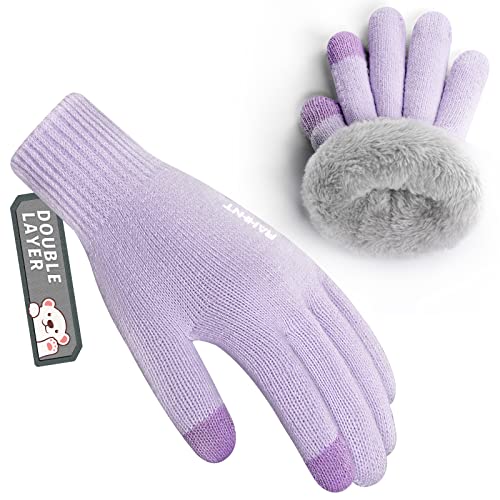 Image of Rahhint Kids Winter Gloves for Boys Girls Children Toddler Thermal Wool Knit Gloves with Insulated Fleece Lining Keep Hand Warm Gift