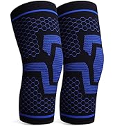 KUBAO 2 Pack Compression Knee Brace for Working Out, Running, Gym, Fitness, Weightlifting High St...