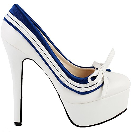 SHOW STORY Blue And White Porcelain Platform Stiletto Ankle Boot Bootie,LF80843