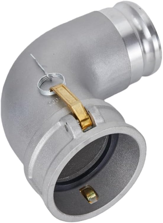 Aluminum Type DA Camlock Fitting, 90 Degree Elbow, 4" Female Camlock x 4" Male Camlock