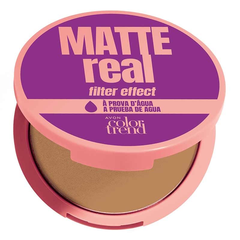 Pó Compacto Facial 332Q a Prova D'agua Color Trend Avon Matte Real8 g
