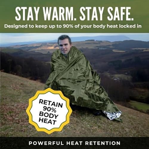 Image of Next-Gen 4-Pack Ultra-Durable Emergency Blankets - Extra-Thick, Waterproof Mylar with Whistles, Storage Pouches - Ideal for Camping, Hiking & Survival Gear