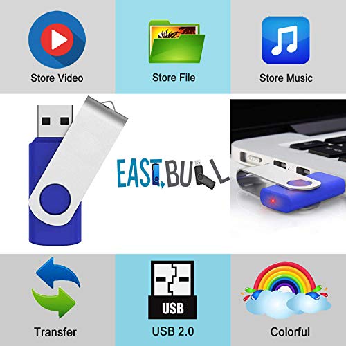 1Gb Usb Flash Drives 100 Pack, Eastbull Usb 2.0 Flash Drive Bulk Thumb Drive Pack Memory Stick Swivel Pen Drives (Blue) #TOP1