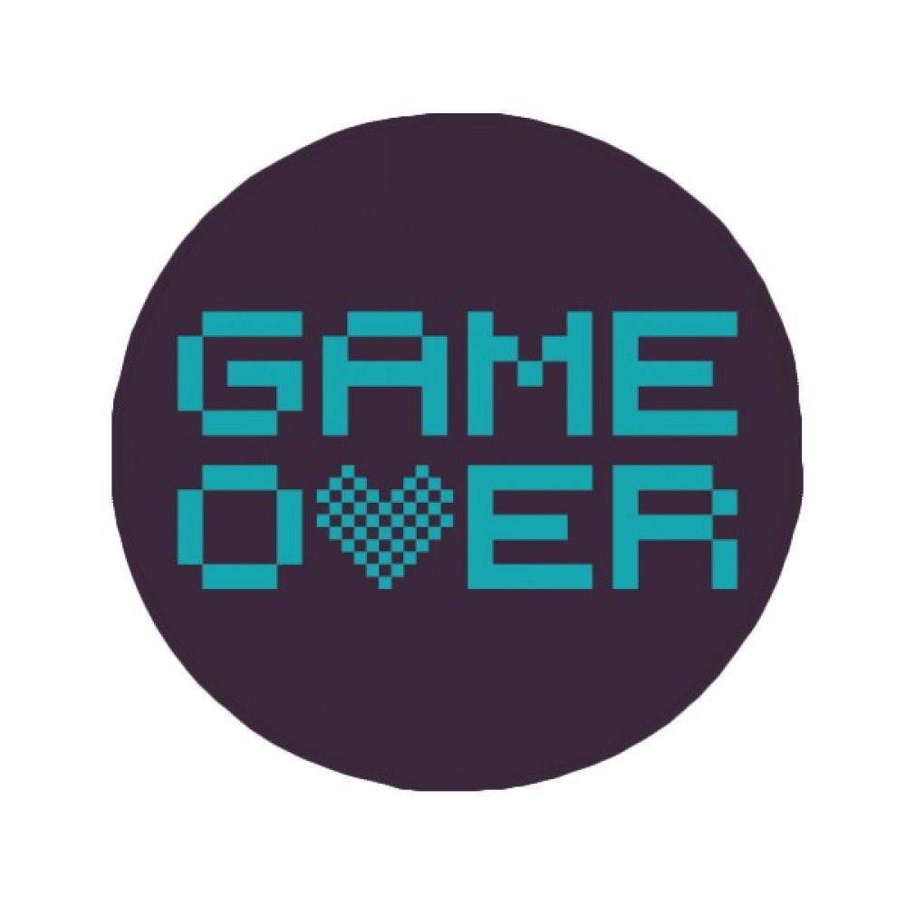 Tapis Game Over bleu pixel 80cm, idée cadeau originale geek