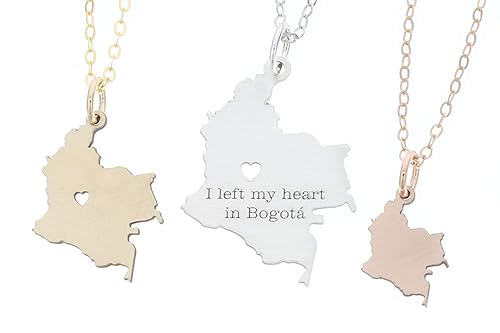 Colombia Necklace - IBD - Personalize Name Coordinates - Pendant Size Options - Sterling Silver 14K Rose Gold Filled Charm
