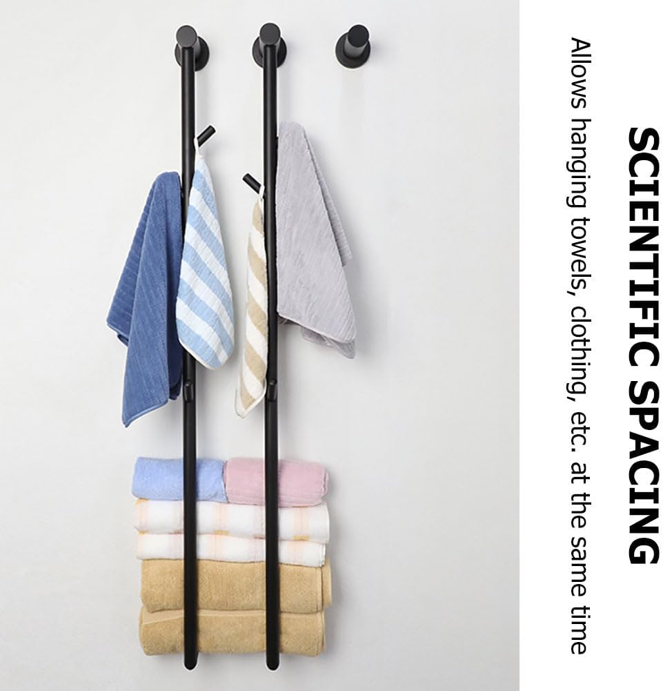 Vertical Heated Towel Rack, 2 Bars Wall-Mounted Towel Warmer Rack for Bathroom,Temperature & Time Adjustment,Stainless Steel Drying Racks,94W Rapid Heating,Gold