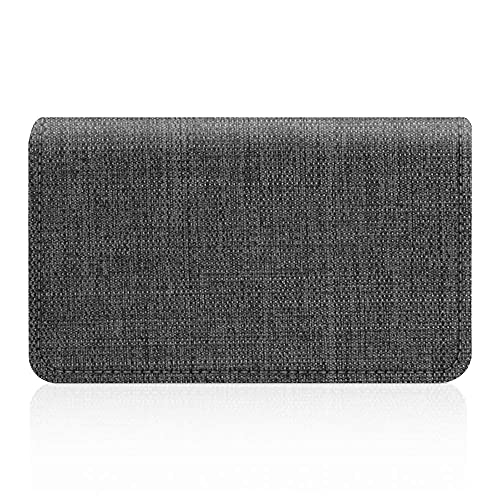 FINTIE Visitenkartenetui Kartenetui, Premium Kunstleder Handgefertigte Scheckkartenhülle Kreditkartenetui mit Magnetverschluss für Damen Herren, Dunkelgrau (Stoff)