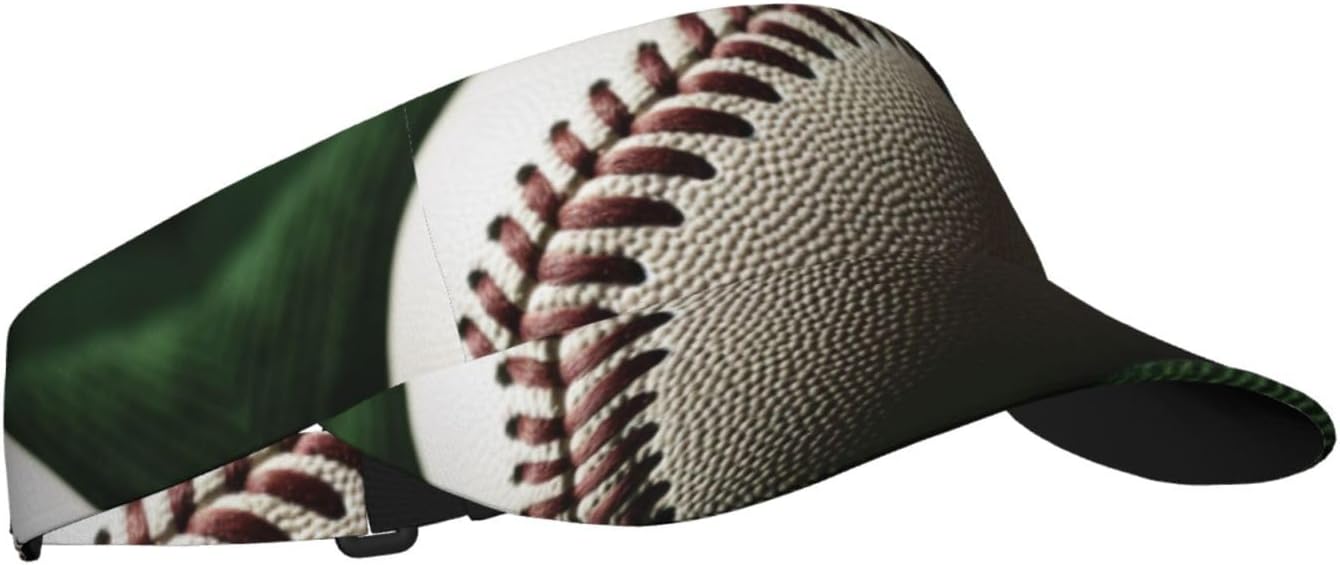 Baseball Lace Close Up1 Print Sports Sun Visor Hats Adjustable Running Golf Tennis Sun Cap for Women Men Black