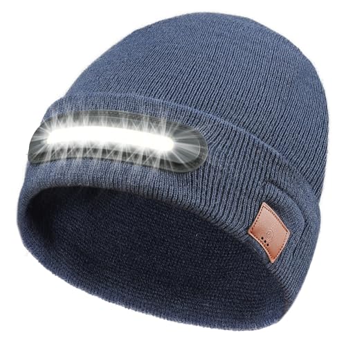 Image of LED Beanie with Light, Unisex USB Rechargeable Headlamp Beanie Flashlight Beanie Hat for Men Women