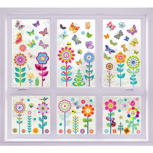 Generic 9 folhas bonitos adesivos de janela DIY flor planta padrão adesivos de janela decalques de j