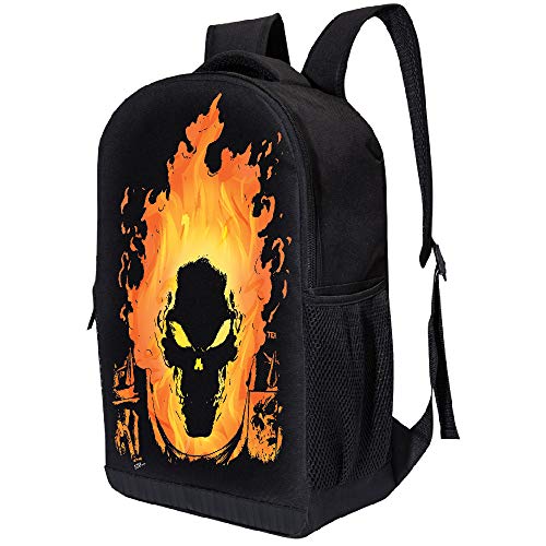 Marvel Comics Retro Logo Backpack - Marvel Black Retro Logo 18 Inch Air Mesh Padded Bag (Ghost Rider Flame) #TOP1