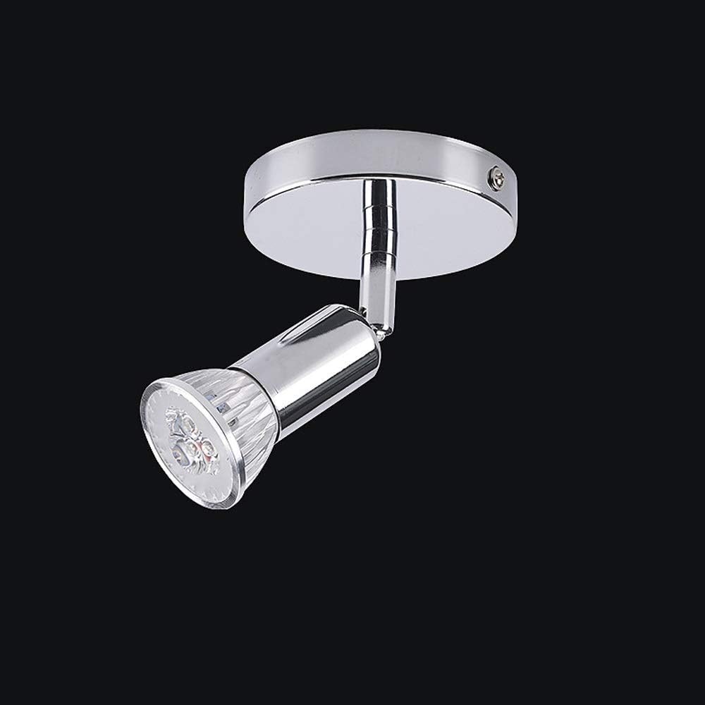 Chrome Plating Process Round Single Head Ceiling Spotlight Led Wall Lamp Decoration Restaurant Ceiling Mirror Front Adjustable Gu10 Spotlight 3W Single Spotlight/Positive White Light 6000K