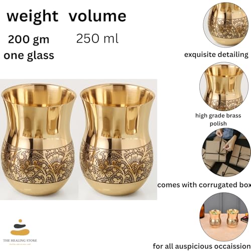 Image of THE HEALING STORE Bronze Kansa Glass, 200 ml Capacity, Gold, Medium Size (Glass 1)