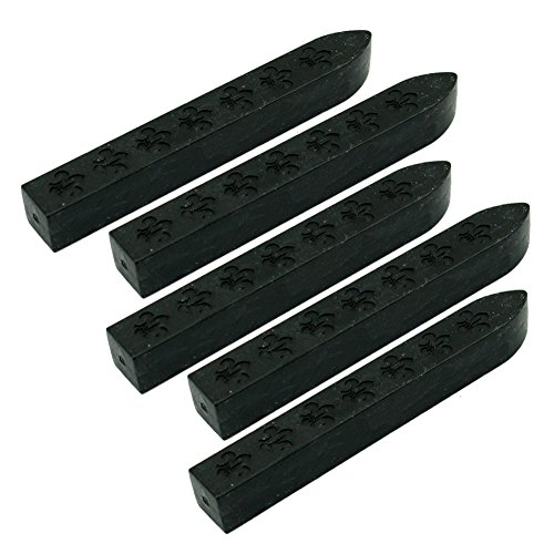 FQL 5Pcs Sealing Wax Sticks Without Wicks Sealing Wax for Postage Letter Retro Vintage Wax Seal Stamp (Black)