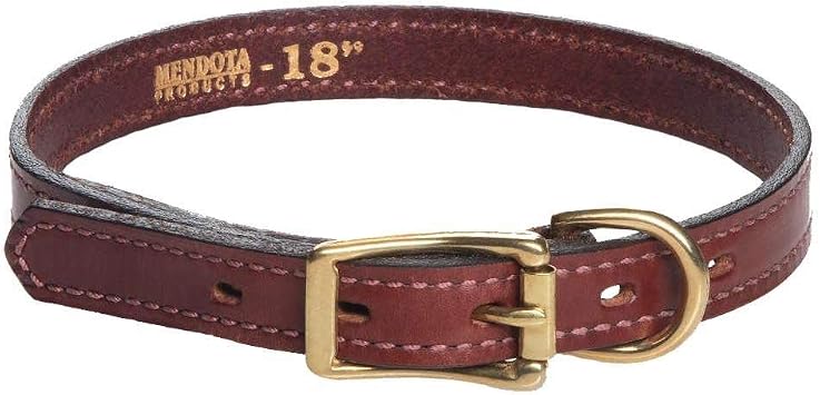 الياقة القياسية من Mendota Pet Leather - طوق الكلب - صنع في الولايات المتحدة الأمريكية - كستناء ، 3/4 بوصة &times; 16 بوصة