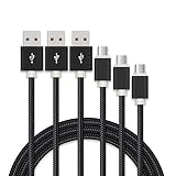 Micro USBケーブル【3本セット 1M+2M+3M】急速充電ケーブル 高速データ転送対応 マイクロusb Android microusb対応 ナイロン編み（ブラック）
