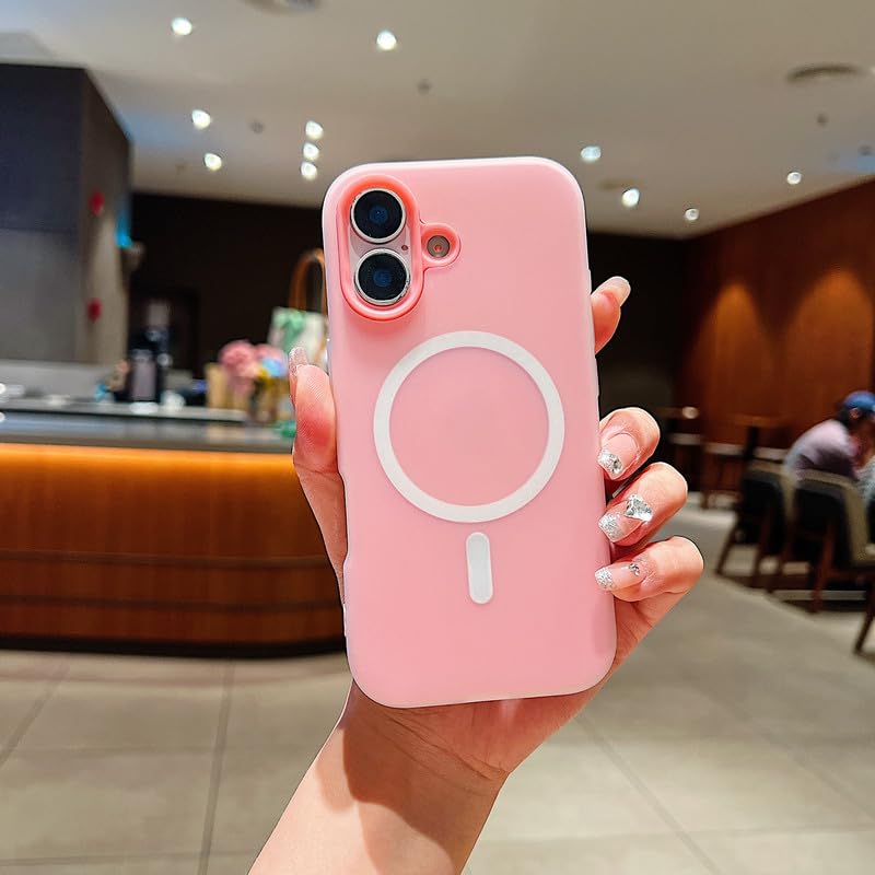 Image of LuxuryKase Magnetic Silicone Candy Case for iPhone 17 | MagSafe Compatible | Slim Protective Case | Lightweight & Flexible | Wireless Charging | Soft Matte Finish - Pink
