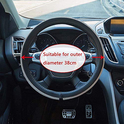 Yorten Capa de volante de carro de cristal brilhante novo em couro macio com lindos strass acessório